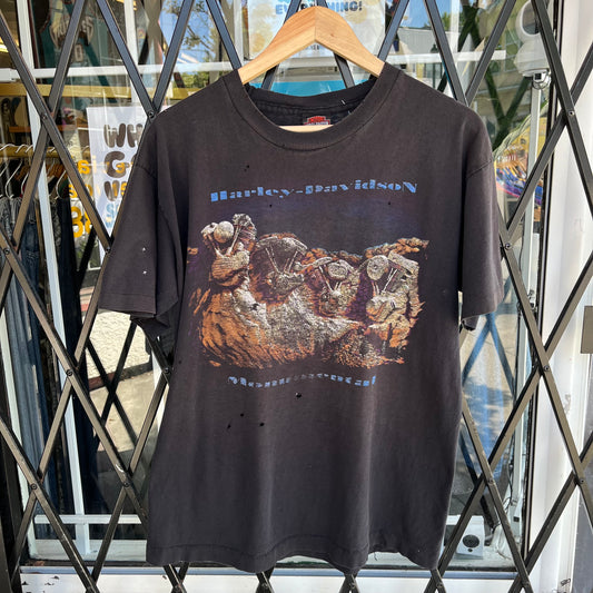 Vintage Distressed Harley Davidson Greece Tee - Size L