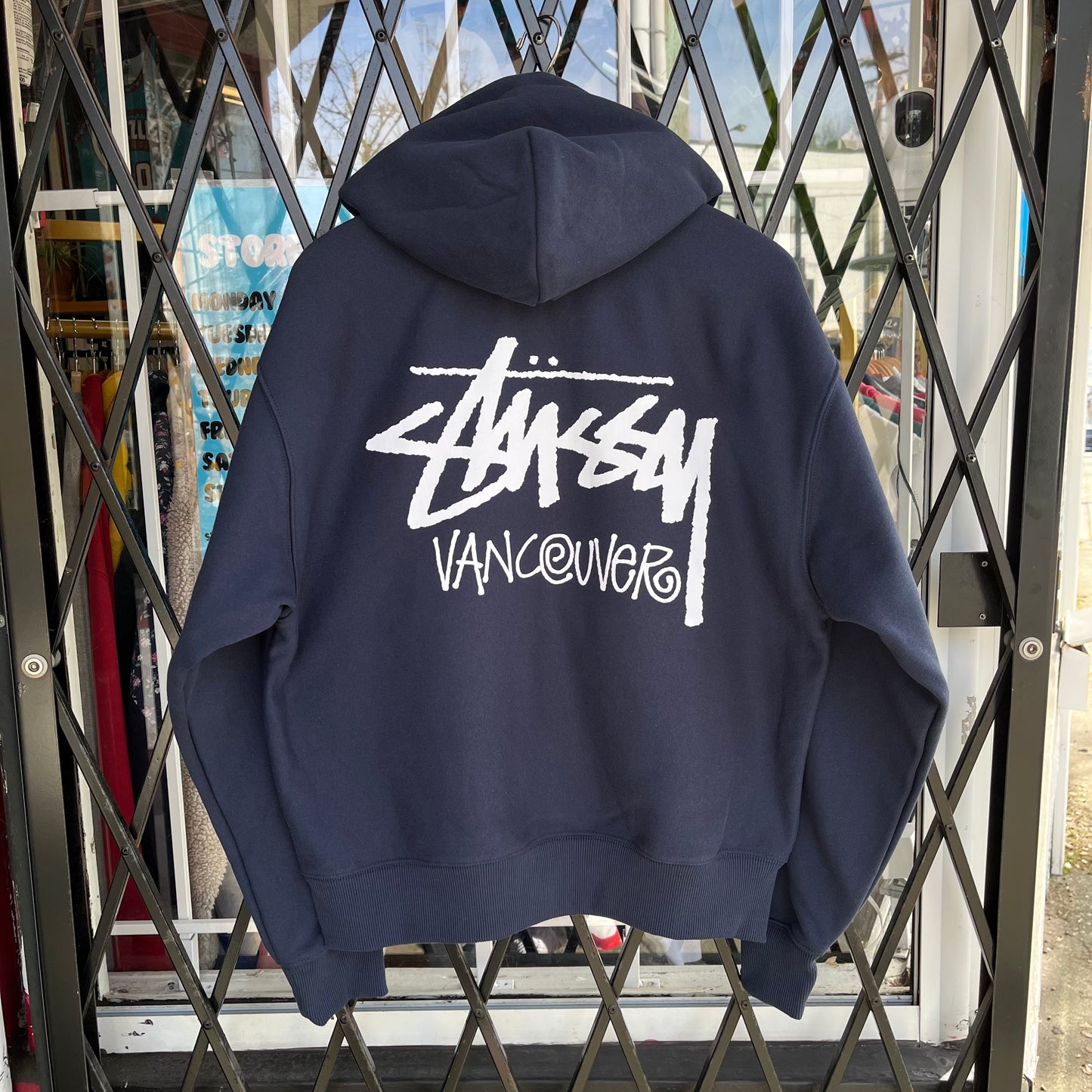 Stussy Vancouver Zip Up Navy Hoodie - Size M