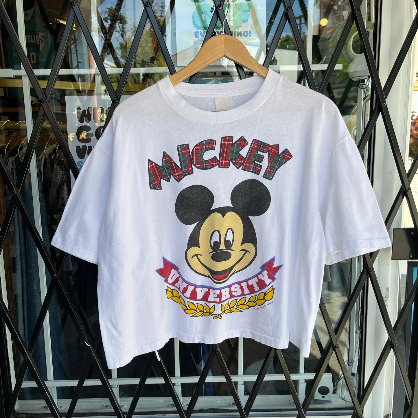 Vintage Disney Mickey University Cropped Tee - Size XL