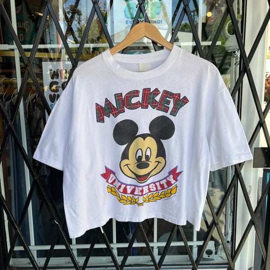 Vintage Disney Mickey University Cropped Tee - Size XL