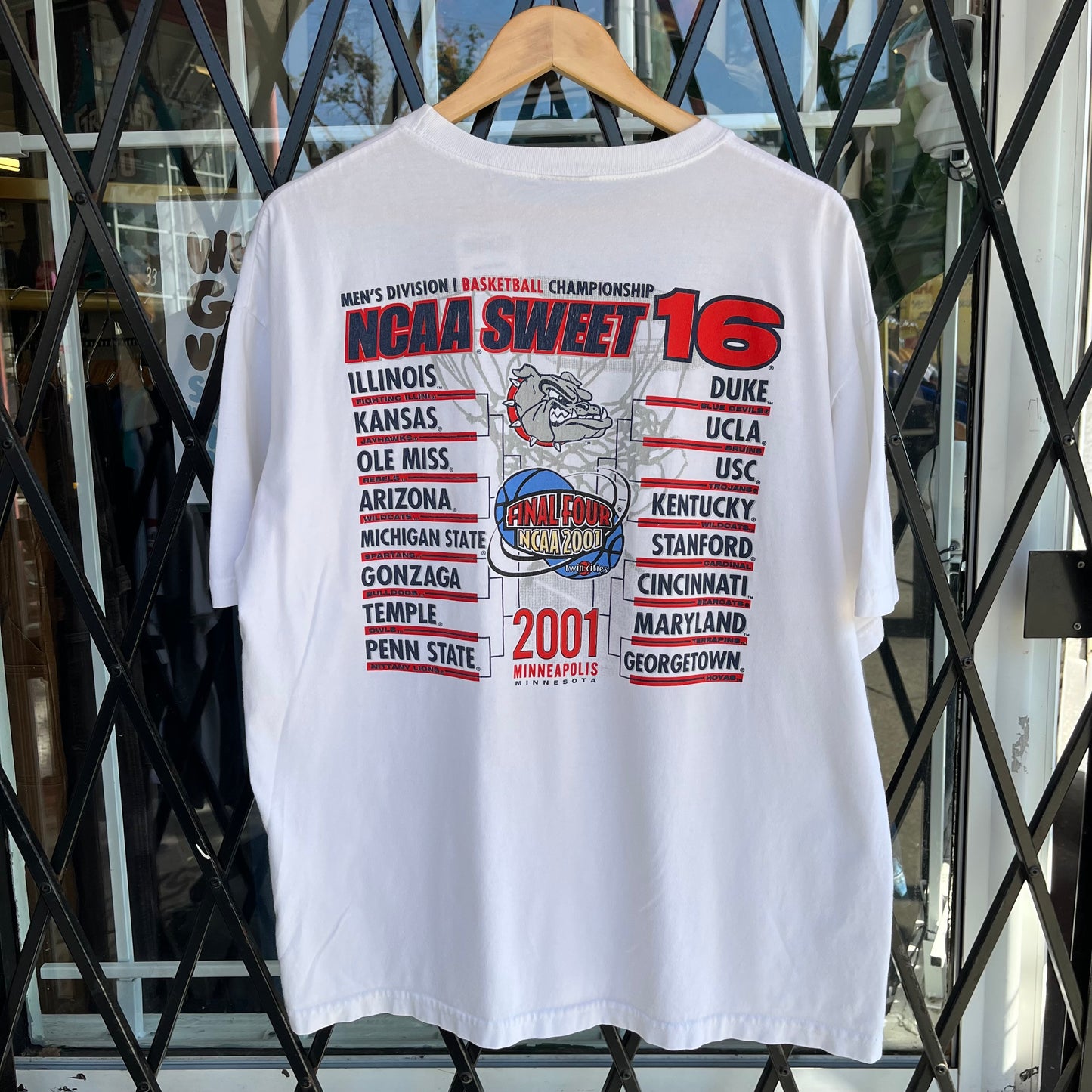 2001 Gonzaga NCAA Sweet 16 Bracket Tee - Size XL