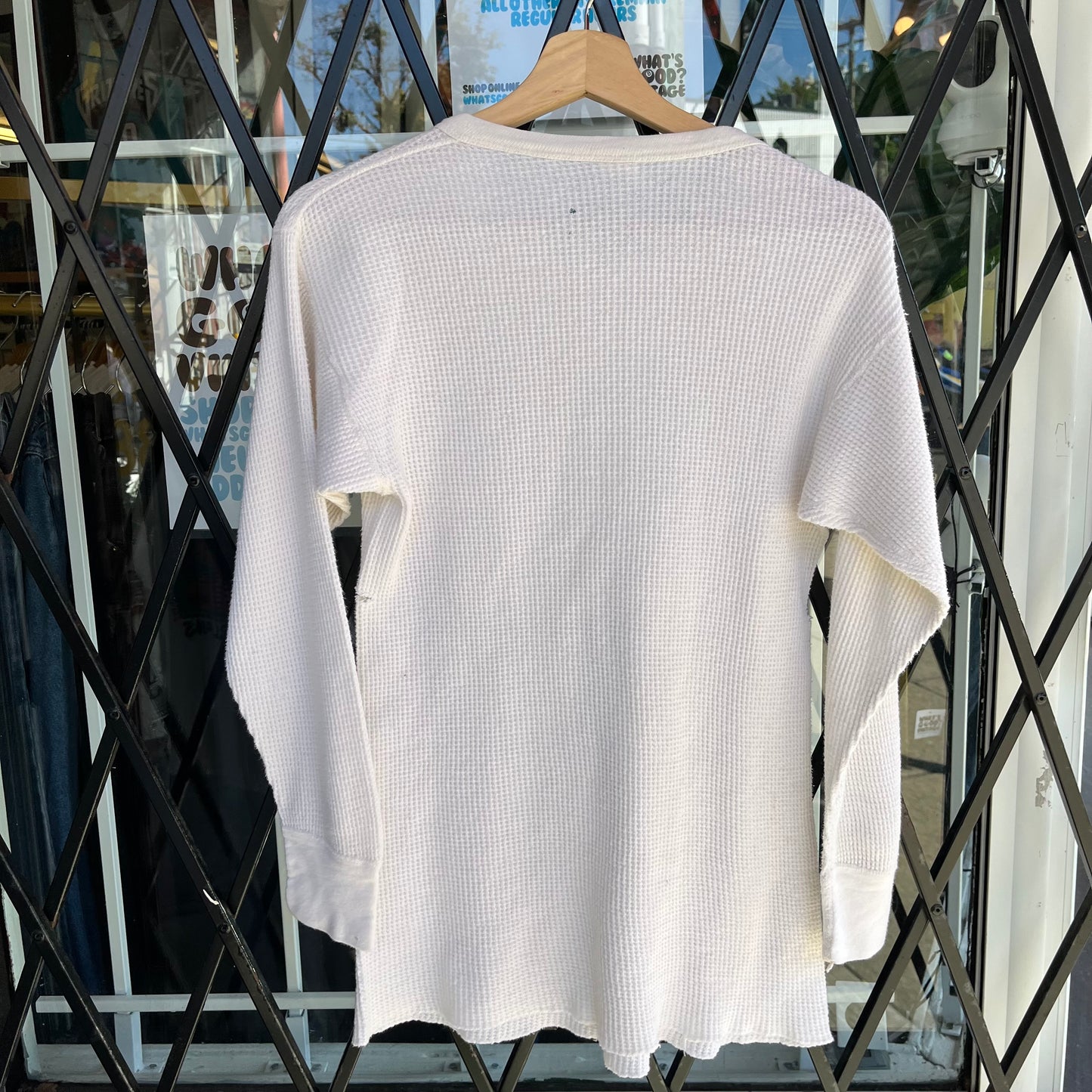 Vintage Thermal Waffle Long Sleeve Shirt - Size L