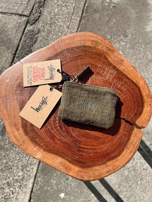 Stussy Cotton Canvas Coin Pouch - Olive