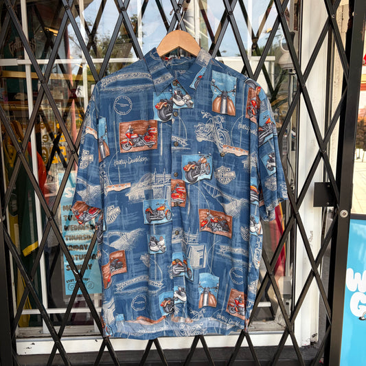 Harley Davidson Short Sleeve Button Up Shirt - Size L
