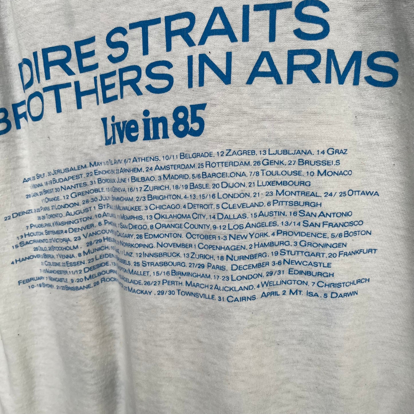 1985 Dire Straits Brother In Arms Tour Raglan Shirt - Size M