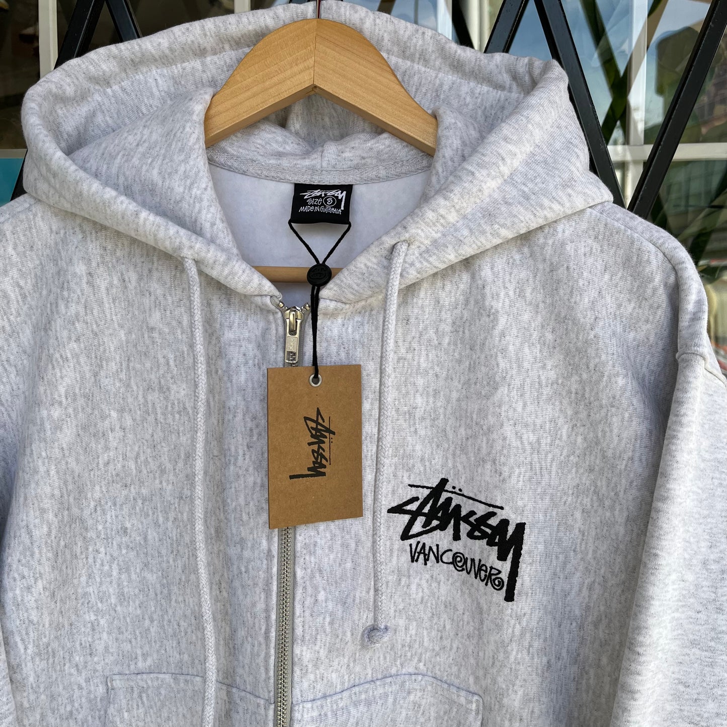 Stussy Vancouver Zip Up Heather Grey Hoodie - Size S