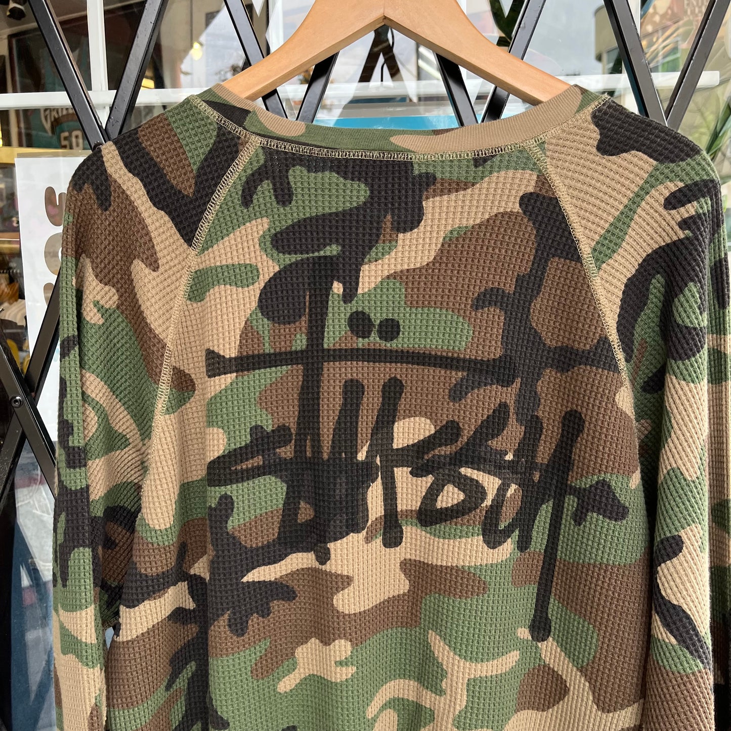 Stussy Raglan Thermal Long Sleeve Woodland Camo - Size XXL