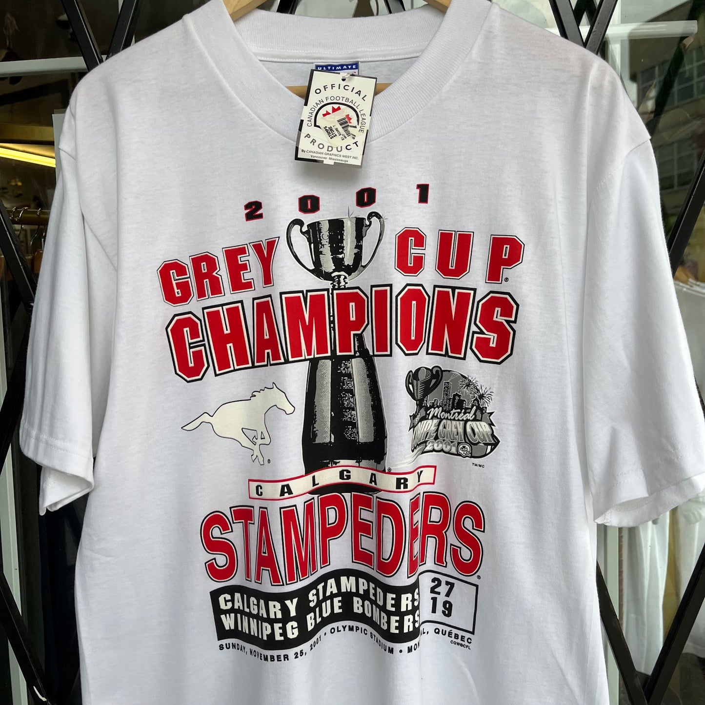 2001 Calgary Stampeders Championship Tee - Size L