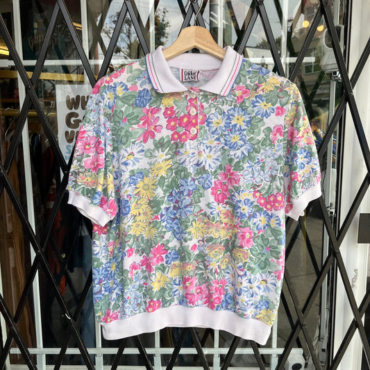 Vintage Floral Collared Shirt - Size Womens L