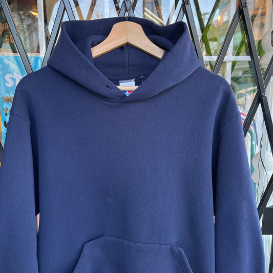 Vintage Russell Blank Hoodie Navy - Size S