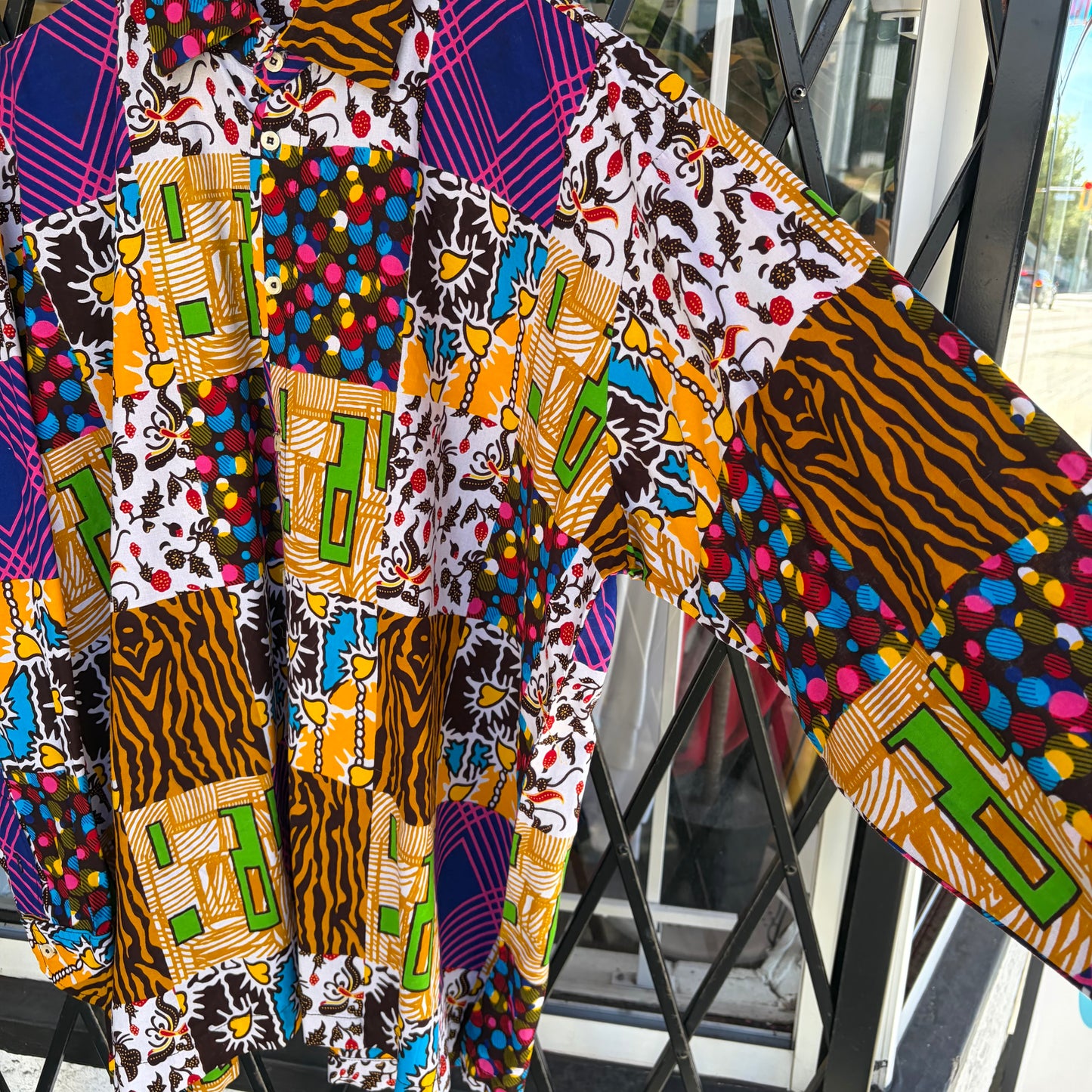 Custom Wild Print Button Up Shirt - fits size XXXL