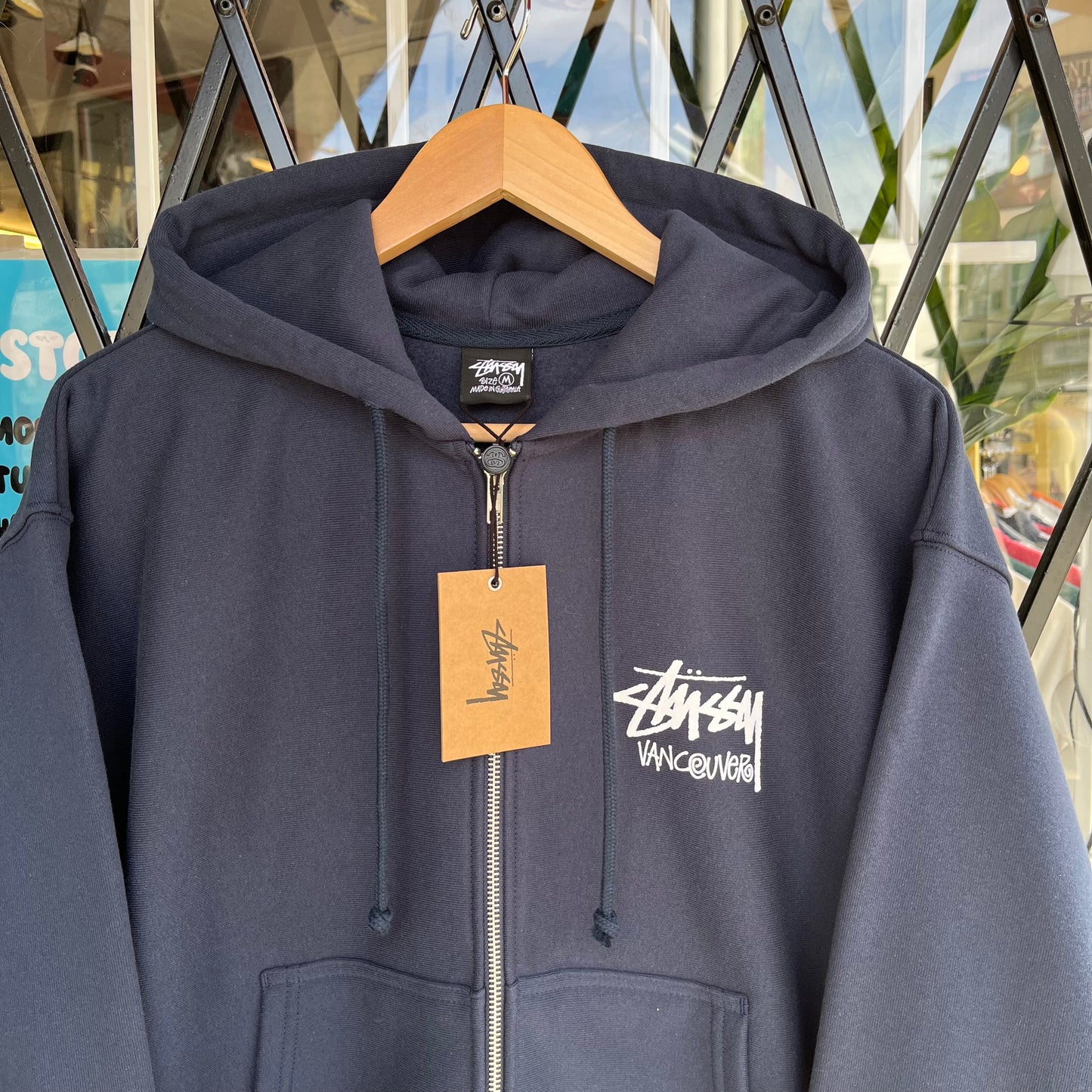 Stussy Vancouver Zip Up Navy Hoodie - Size M