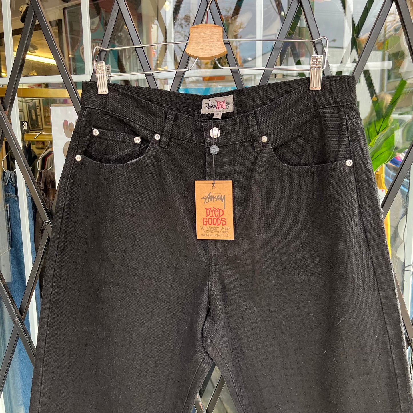 Stussy Big Ol Jeans Canvas Pants Black - Size 32W