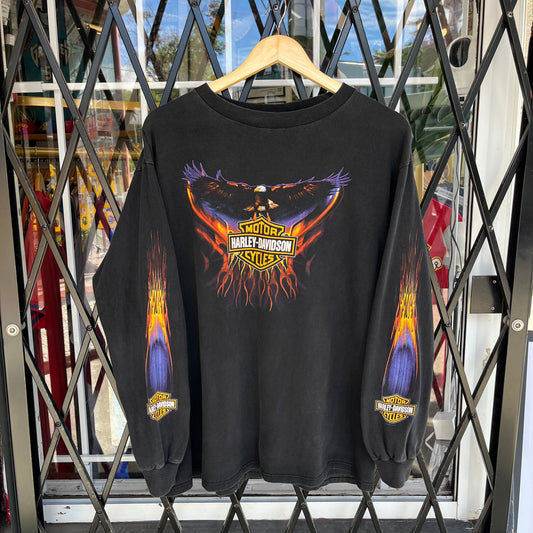 2000 Harley Davidson Flaming Eagle Long Sleeve - Size XL