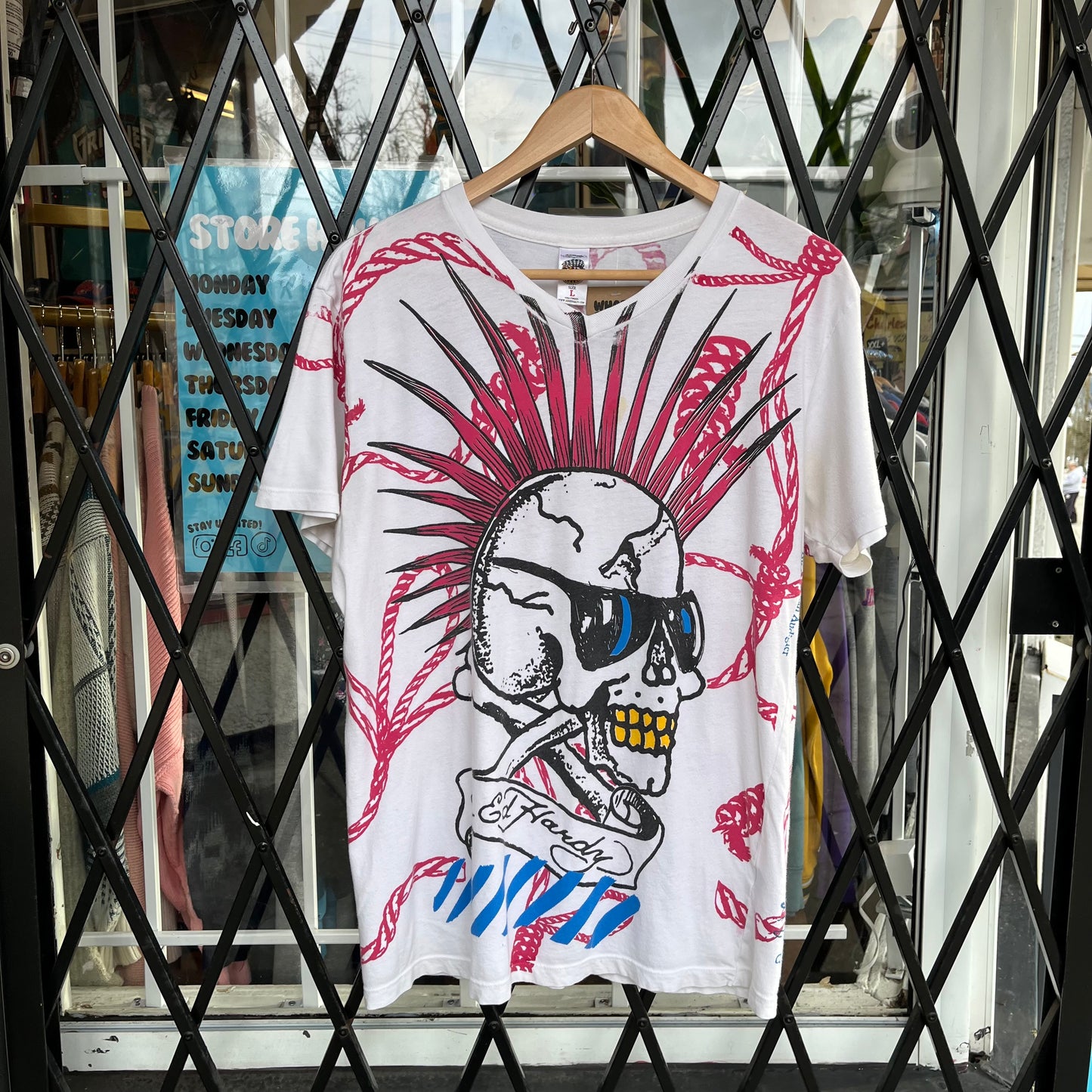 Y2K Ed Hardy V Neck Shirt - Size L