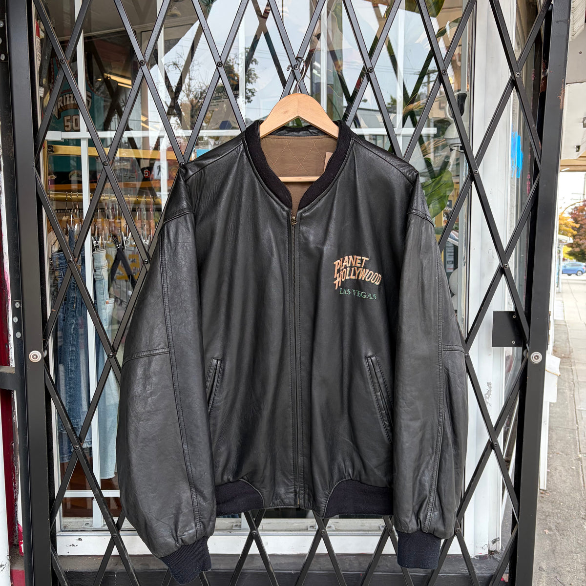 Vintage Reversible Planet Hollywood Leather Jacket - Size L