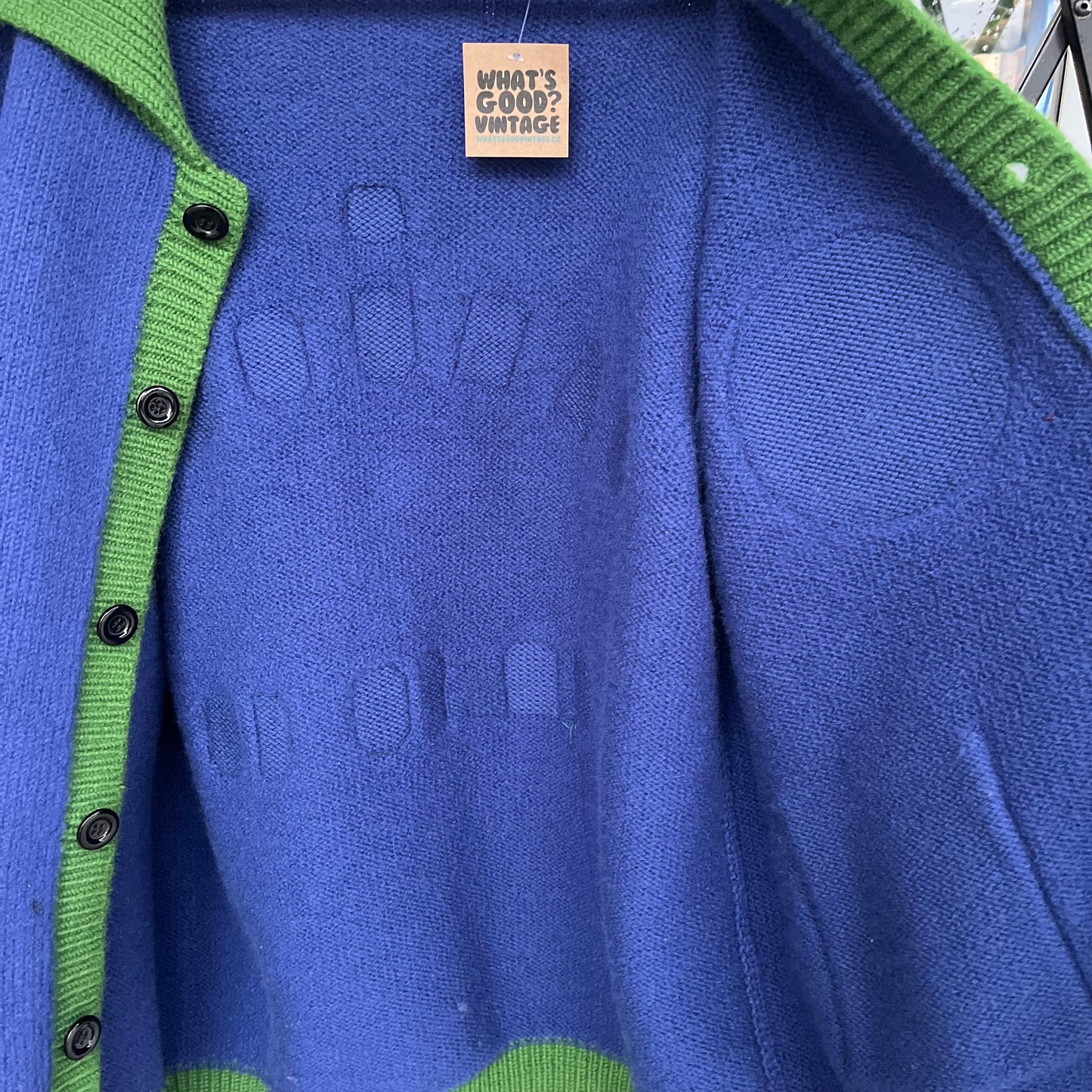 Custom Wool Vancouver Canucks Knitted Cardigan - Size L