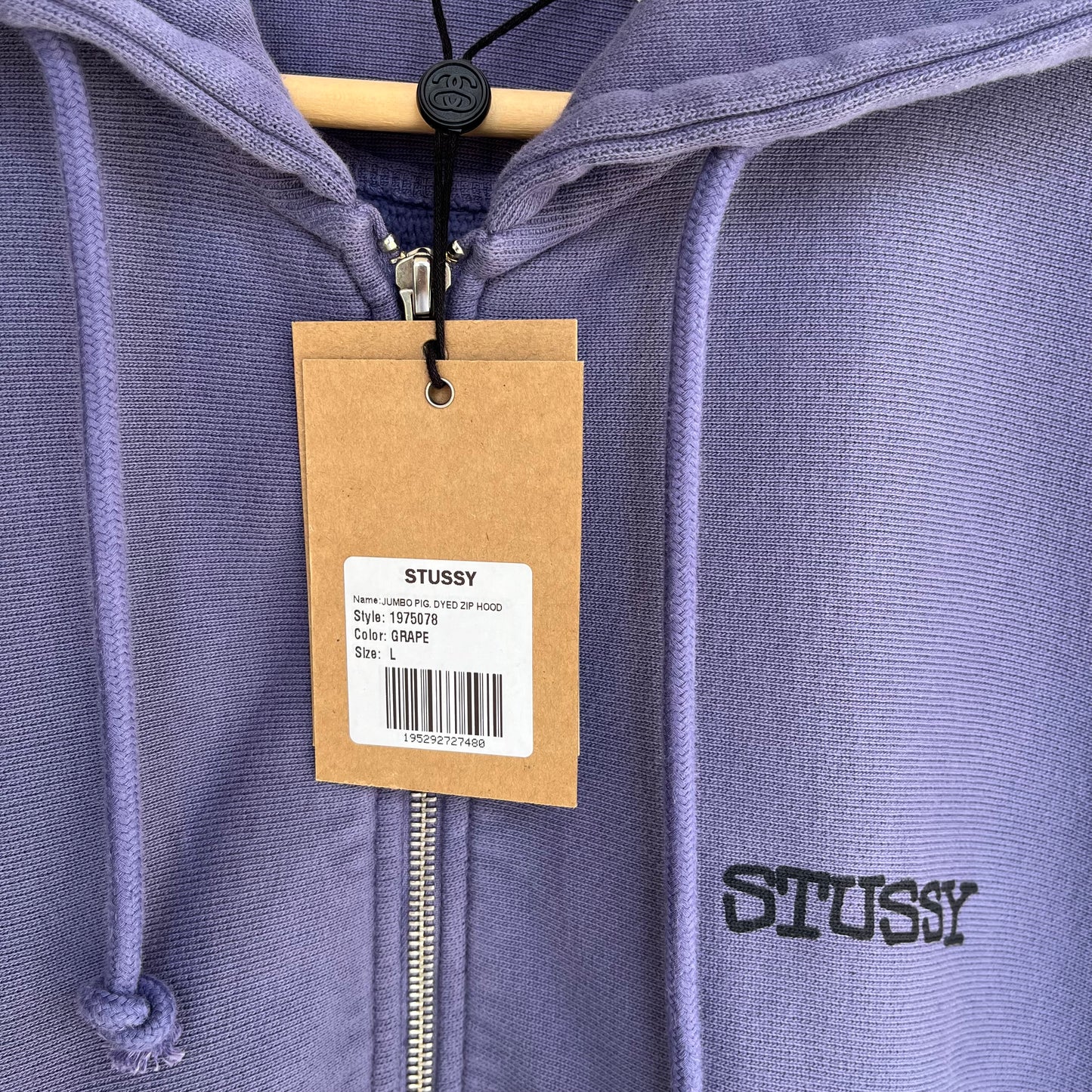 Stussy Jumbo Zip Hoodie Grape - Size L