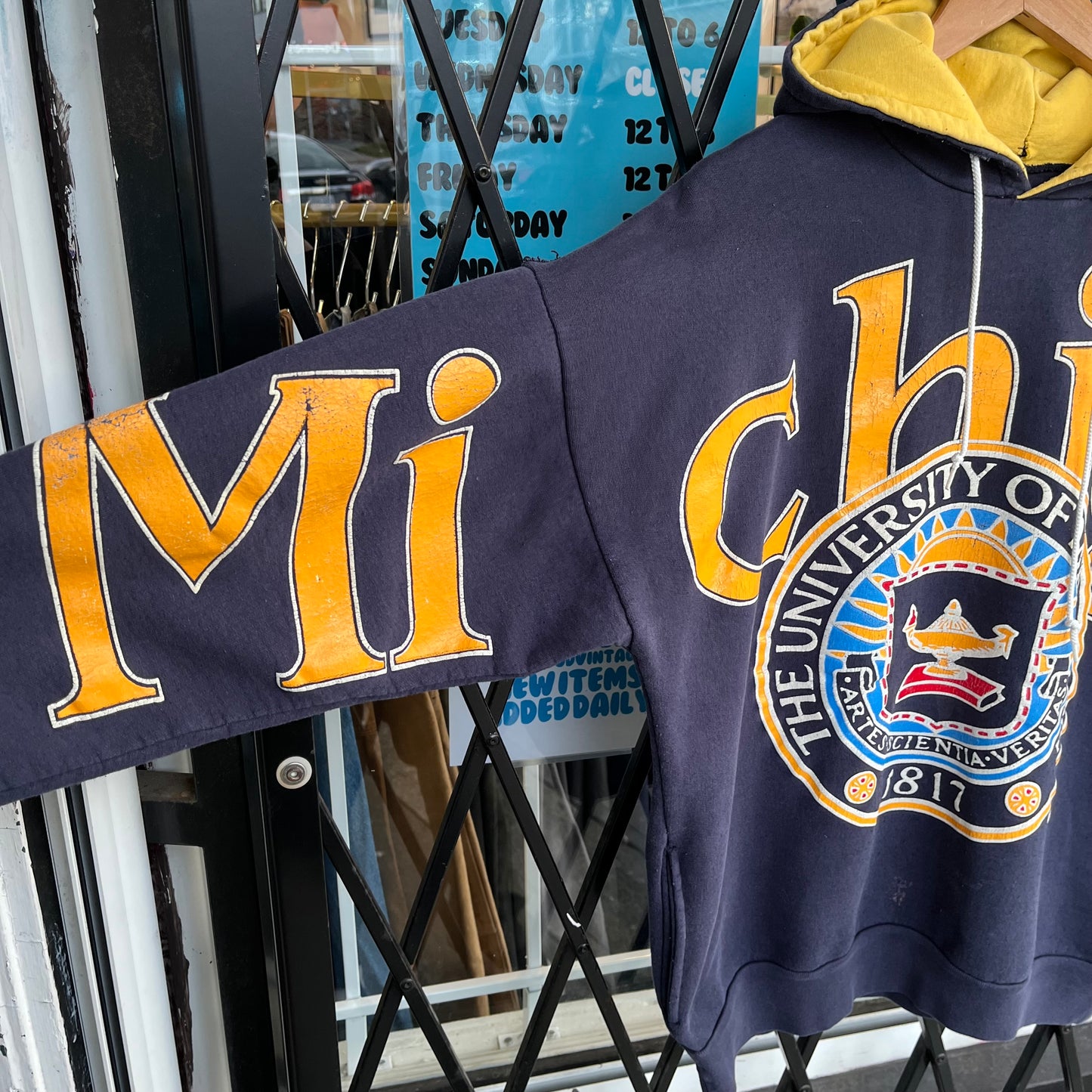 Vintage University of Michigan Big Spell Out Hoodie - Size XL