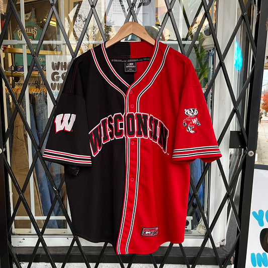 Vintage University of Wisconsin Badgers Split Baseball Jersey - Size XXL