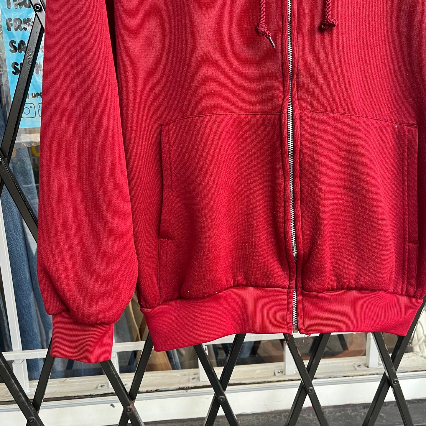 Vintage Thermal Lined Zip Up Hoodie - Size M