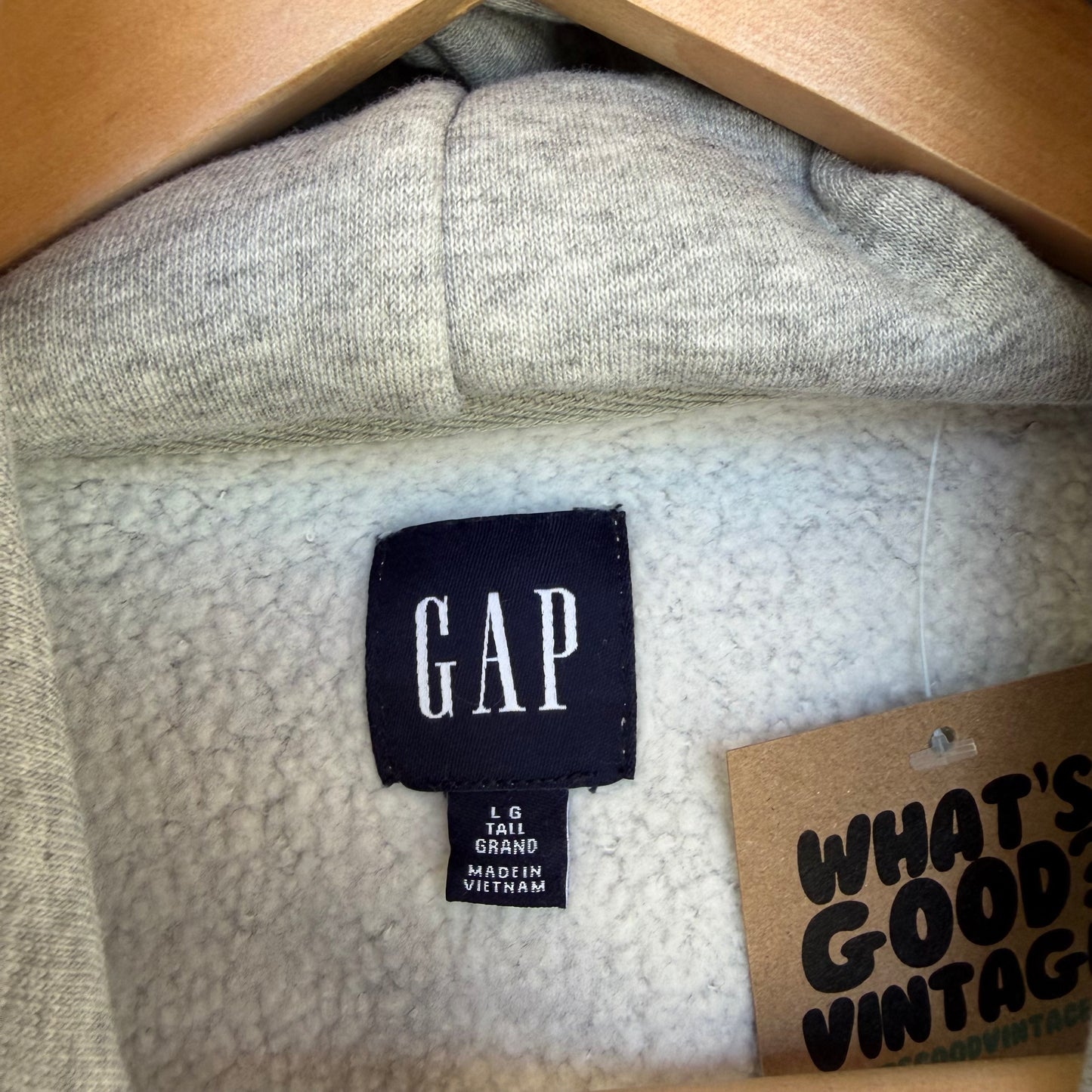 Gap Leather Spellout Hoodie - Size L Tall