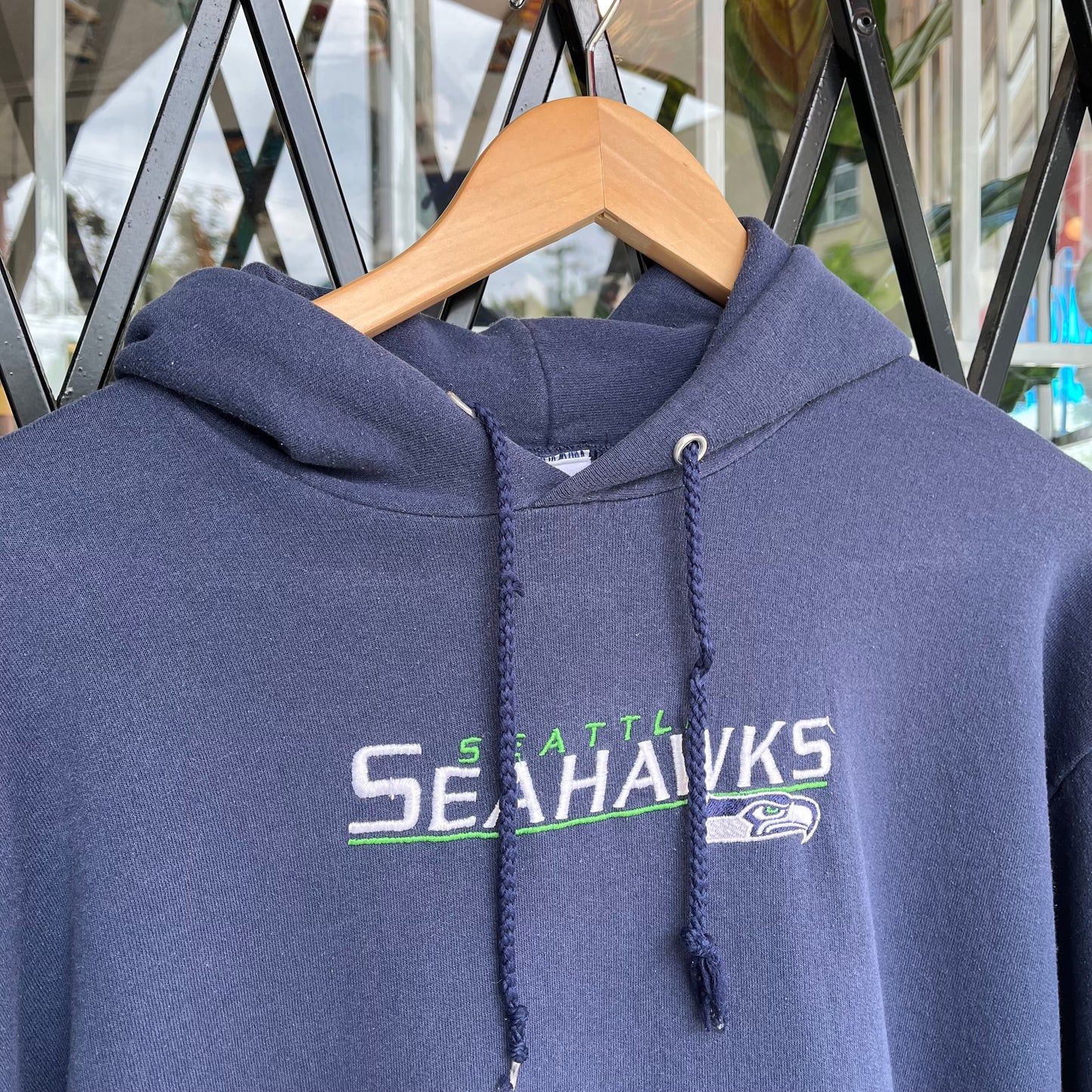 Seattle Seahawks Embroidered Logo Hoodie - Size L