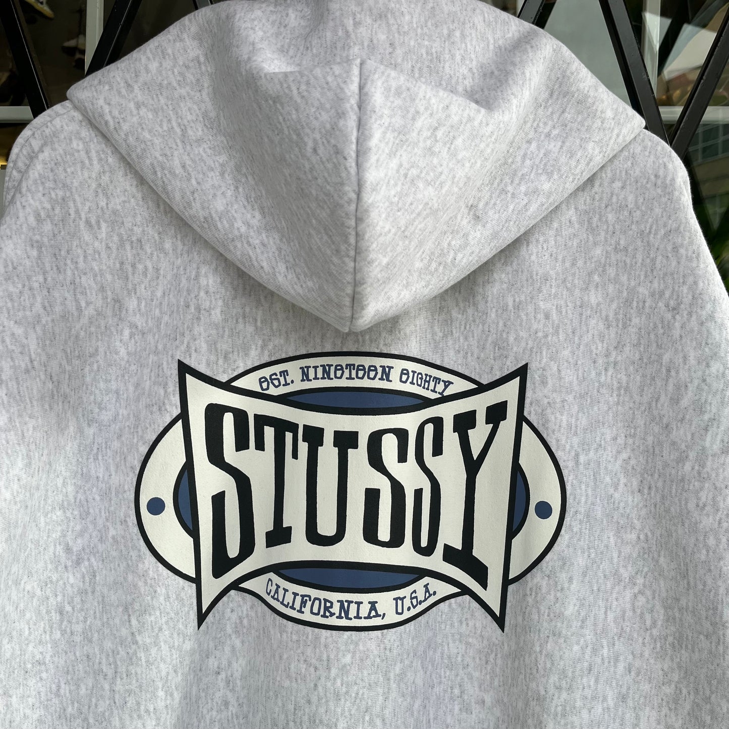 Stussy Champion Oval Zip Hoodie Ash Heather - Size L