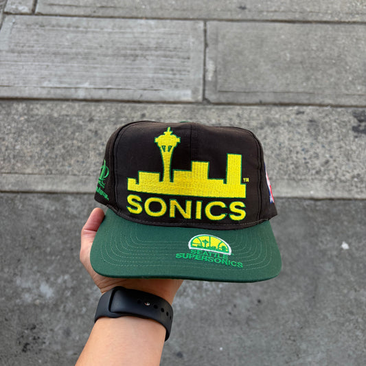Vintage Logo Athletic Seattle Sonics Monster Print SnapBack