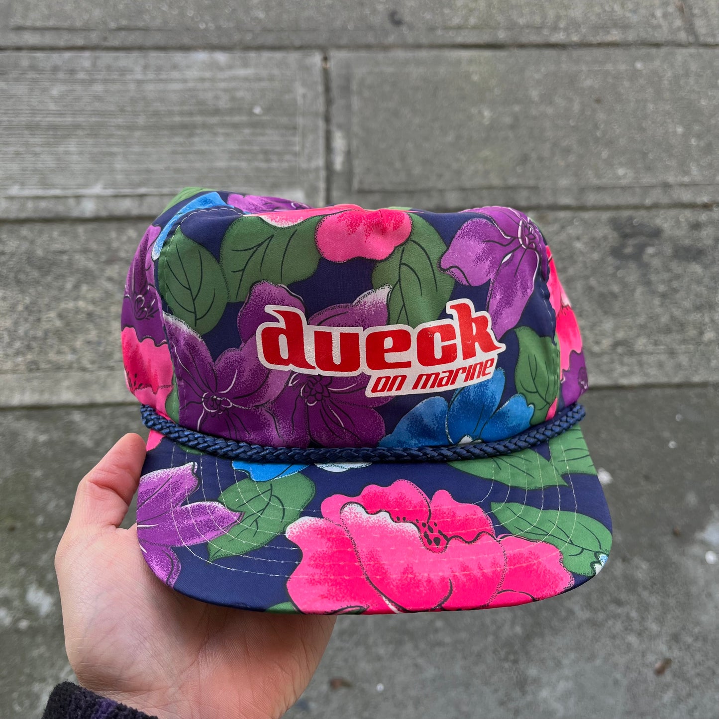 Vintage Dueck on Marine Dealership Floral Snapback