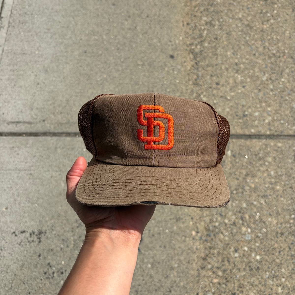 Vintage Distressed SD Padres Trucker Hat