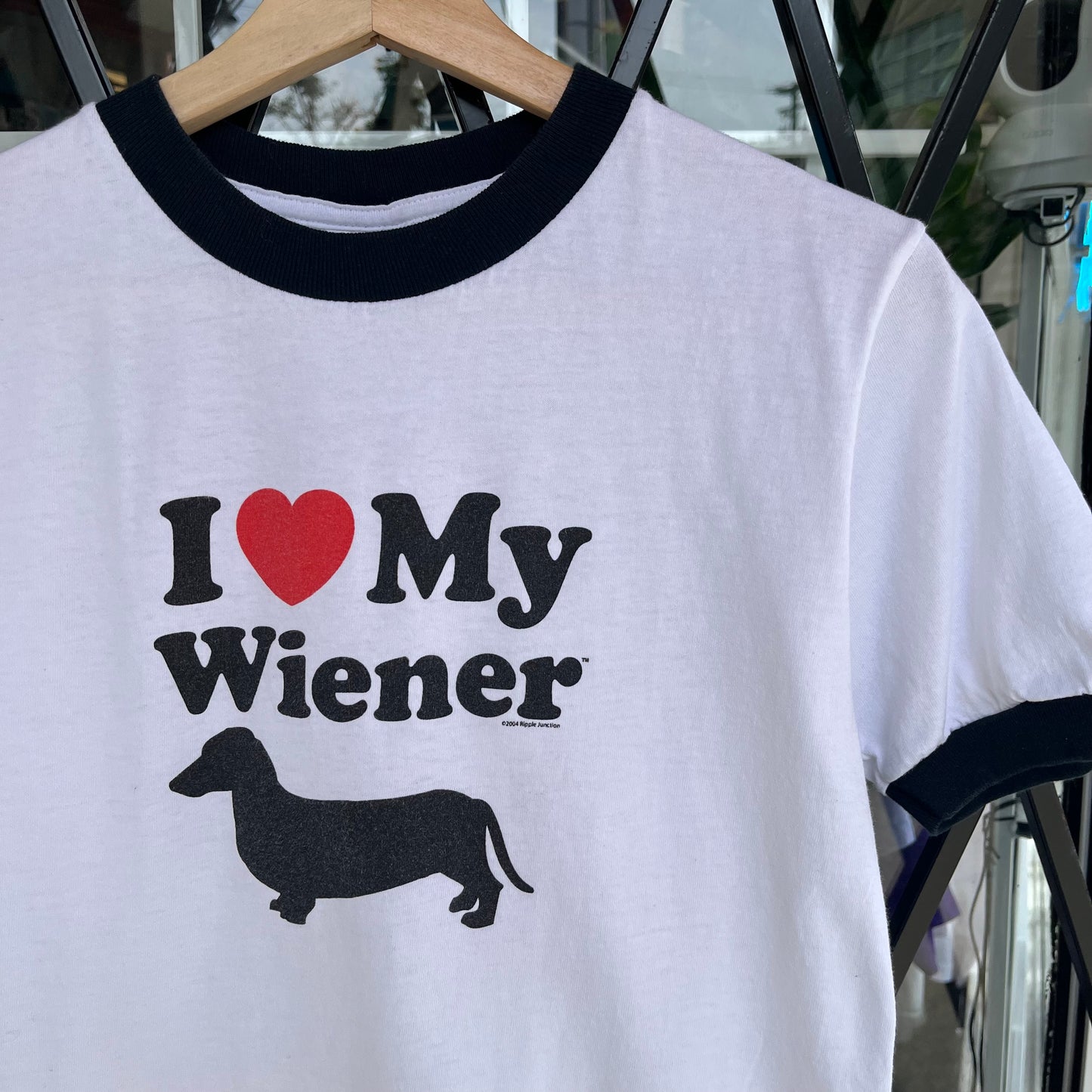 2004 Wiener Dog Ringer Tee - Size Youth L