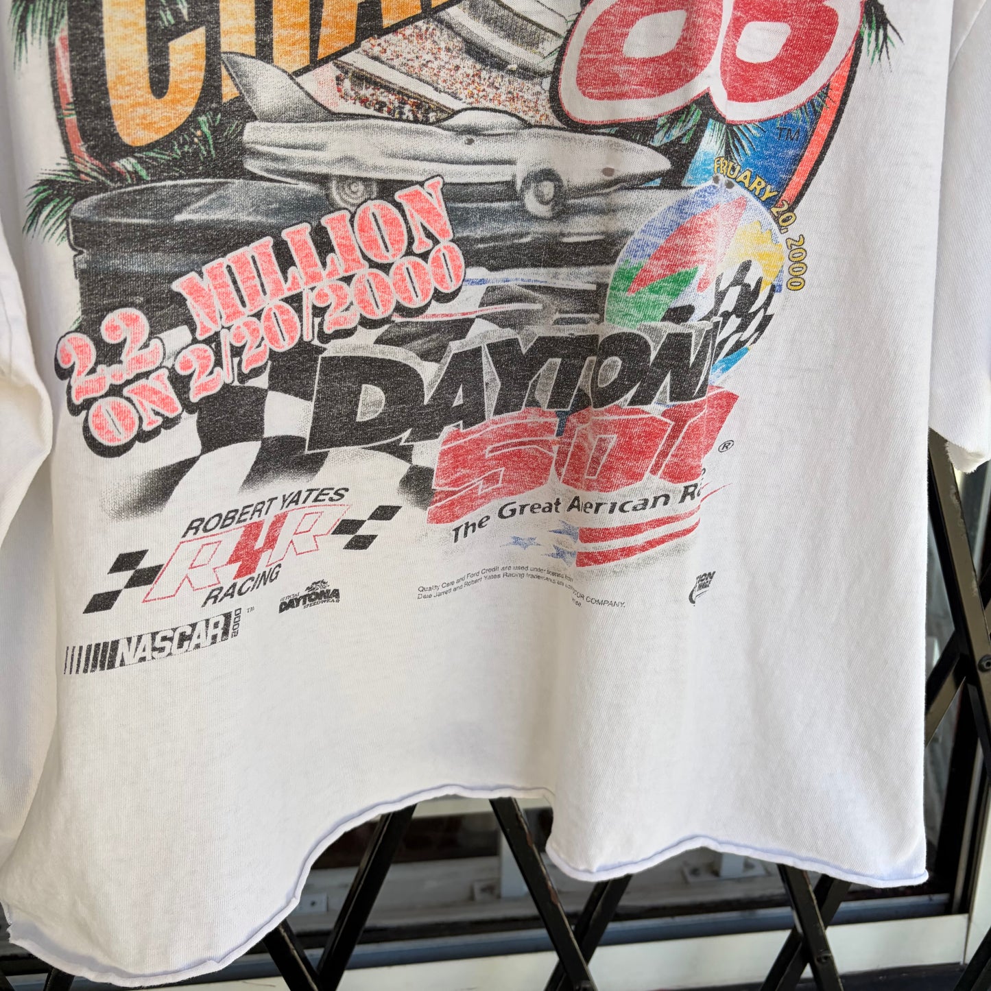 Vintage Distressed NASCAR Racing Cropped Tee - Size XL