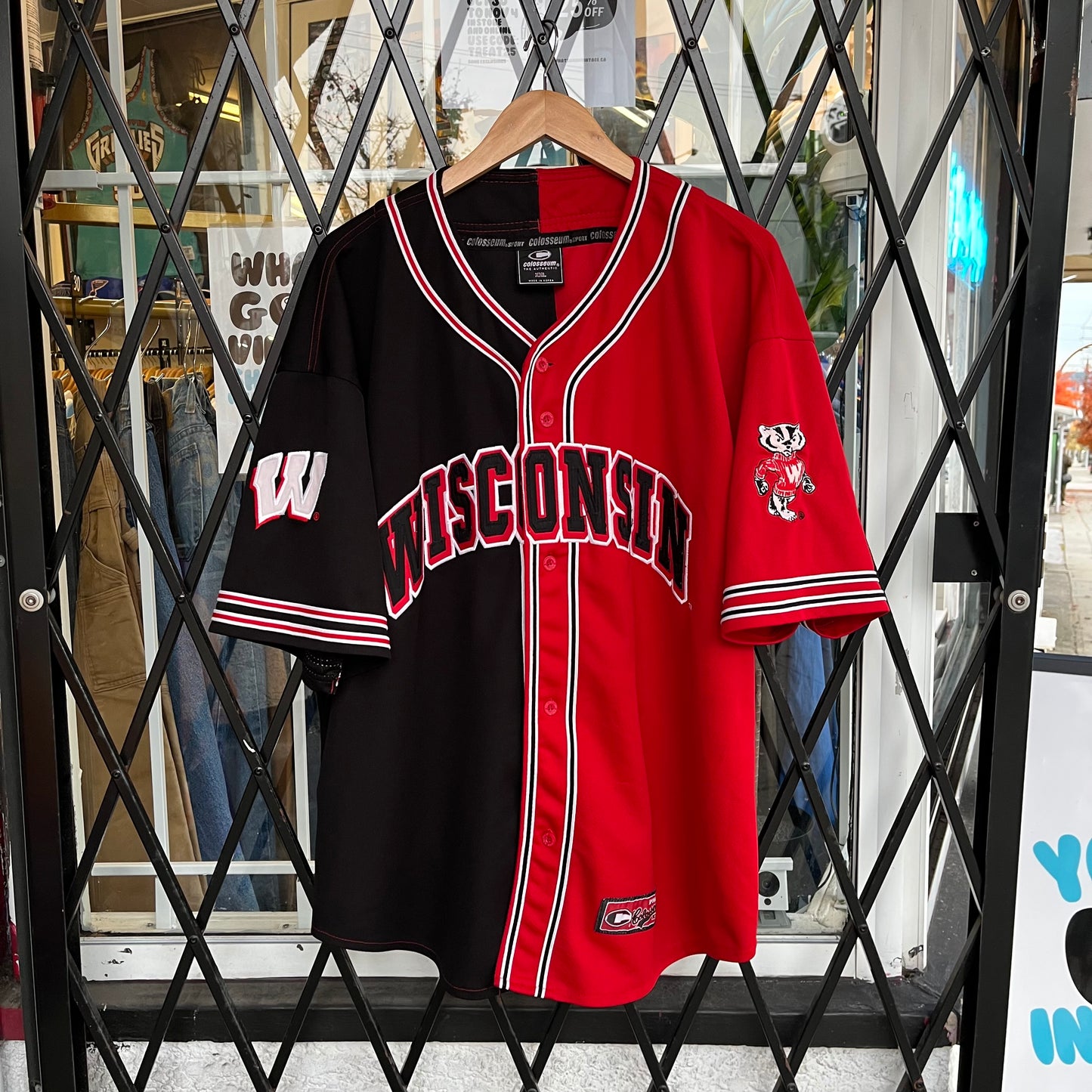 Vintage University of Wisconsin Badgers Split Baseball Jersey - Size XXL