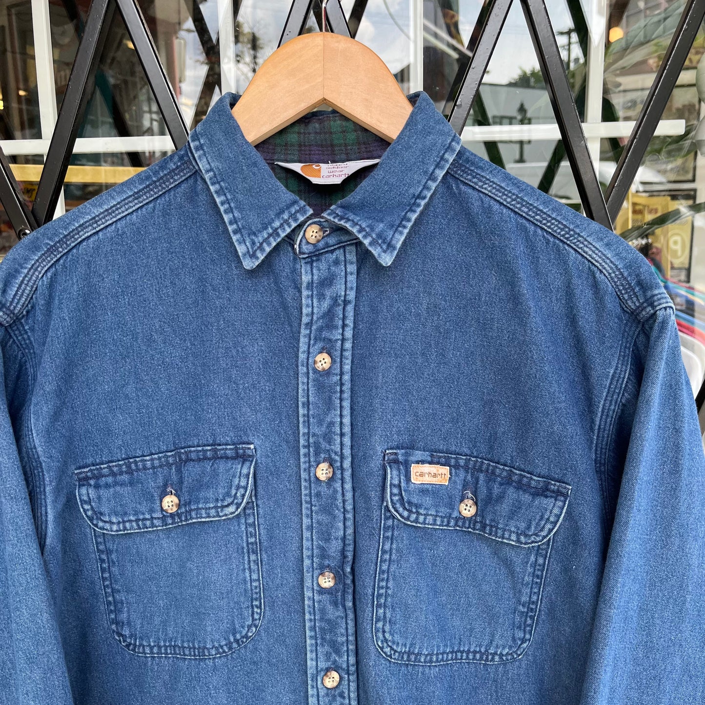 Vintage Carhartt Plaid Lined Button Up Shirt - Size XL