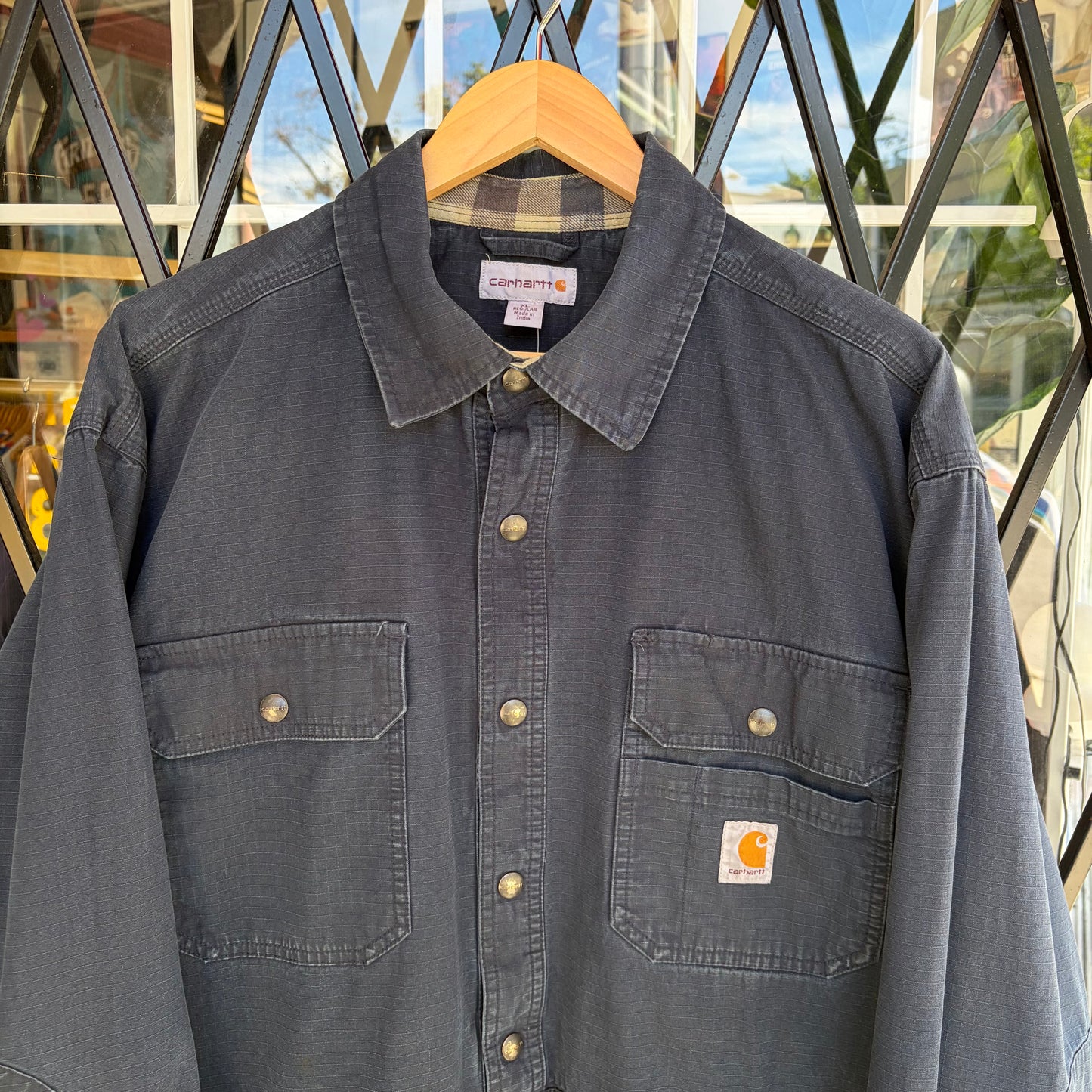 Carhartt Snap Button Plaid Lined Chore Jacket - Size XL