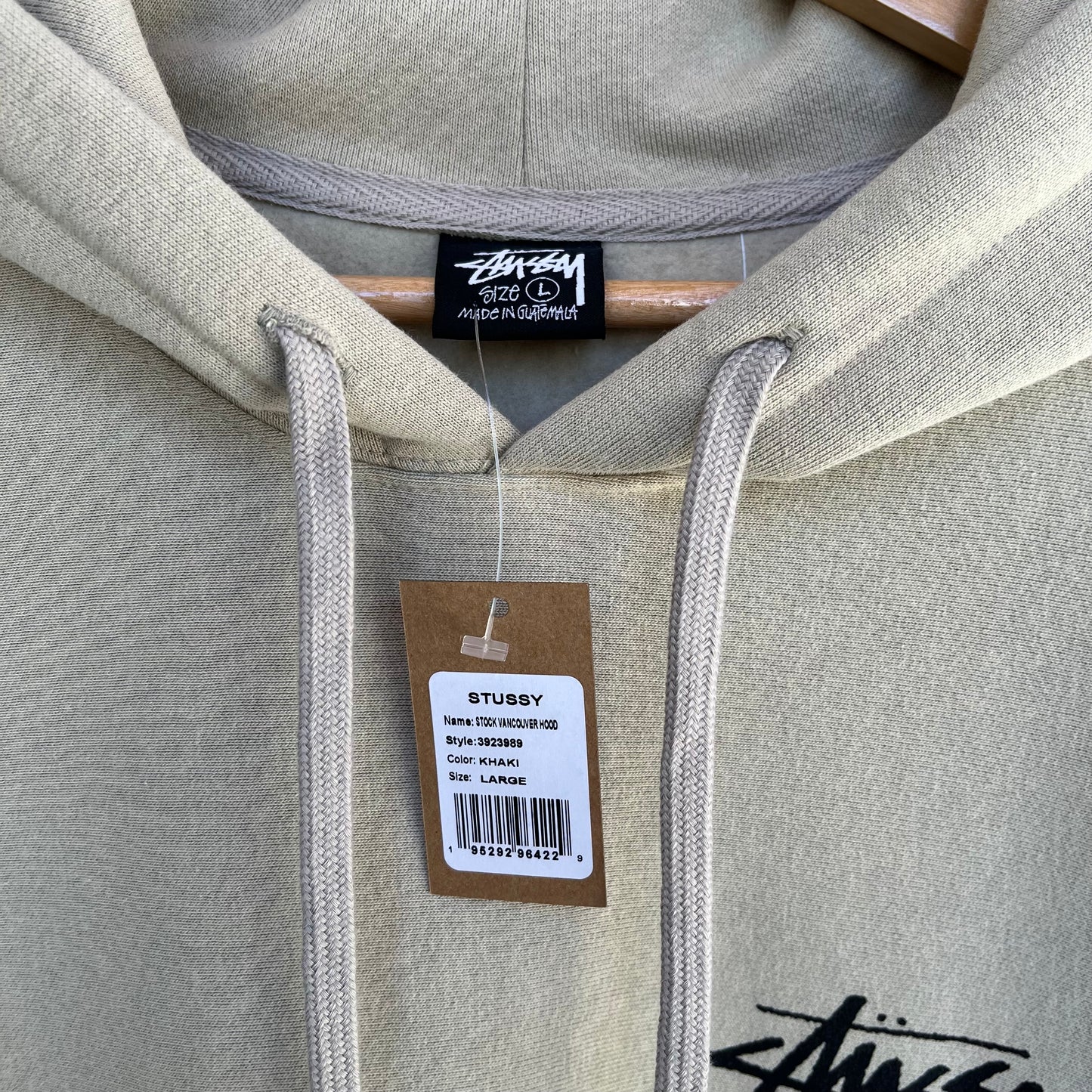 Stussy Vancouver Stock Hoodie Khaki - Size L