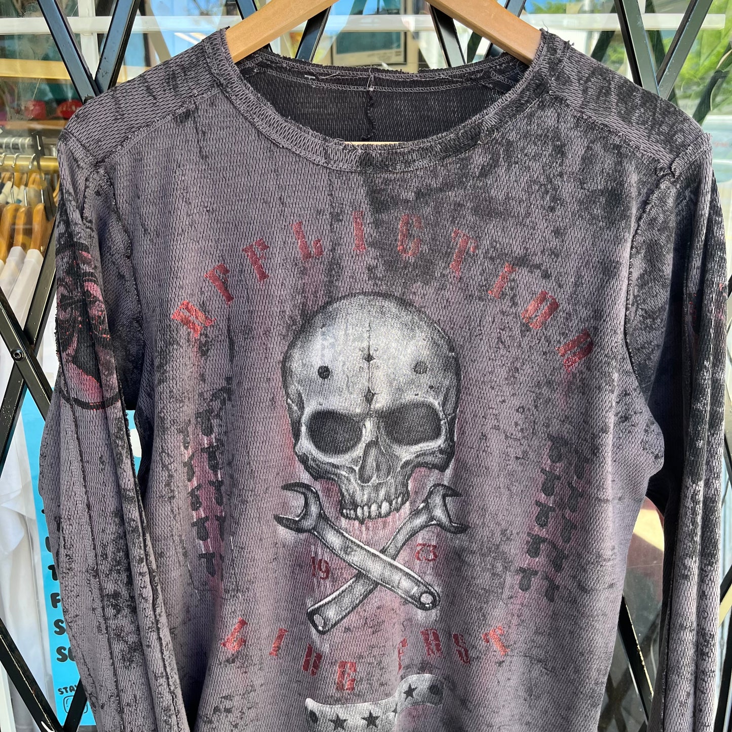 Y2K Affliction Skull Reversible Long Sleeve - Size L
