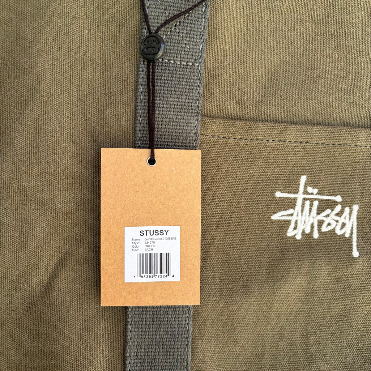 Stussy Canvas Market Tote Bag Green
