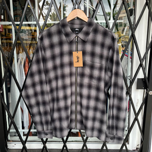 Stussy Zip Shirt Twisted Yarn Plaid - Size S