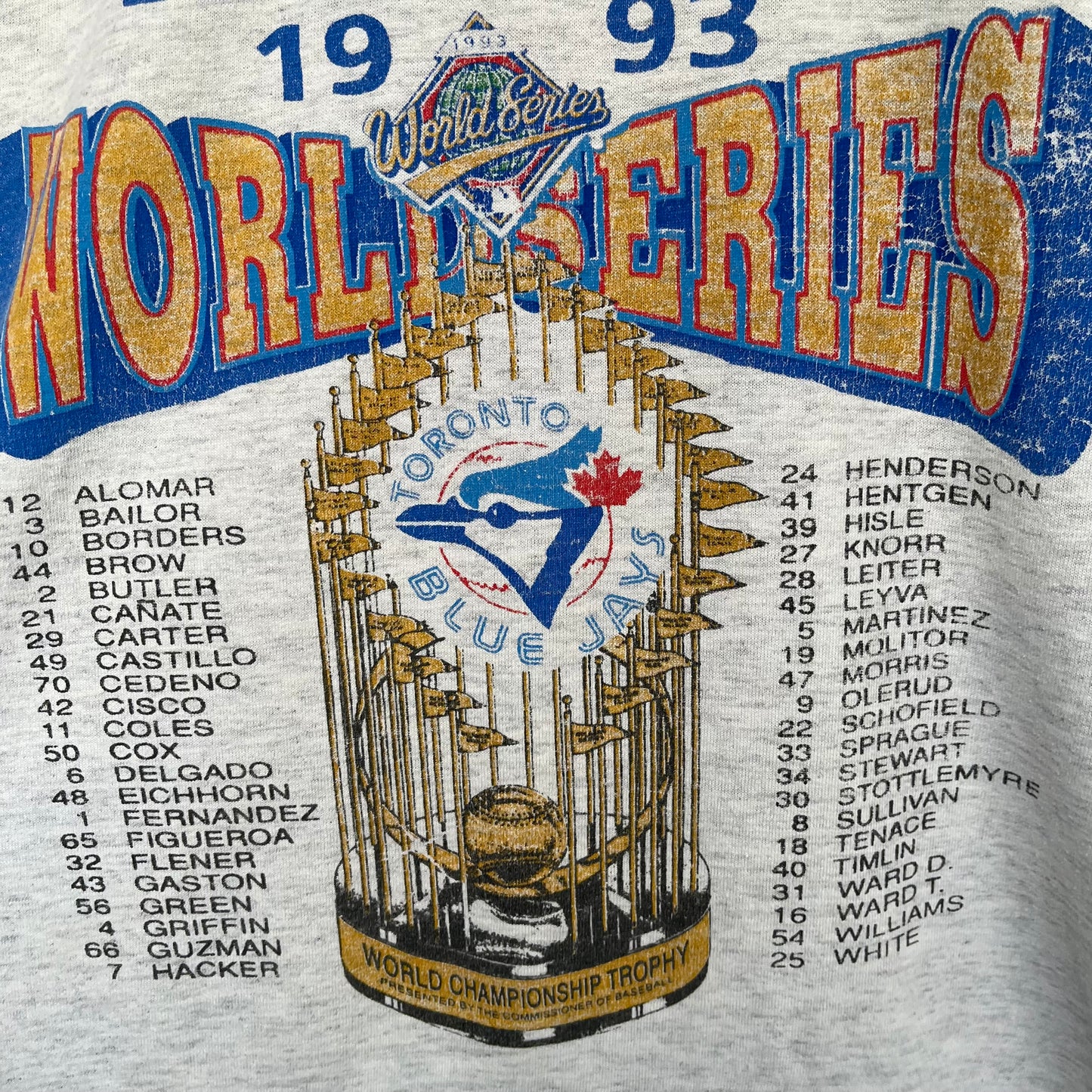 1993 Toronto Blue Jays Back to Back World Series Jersey - Size XL