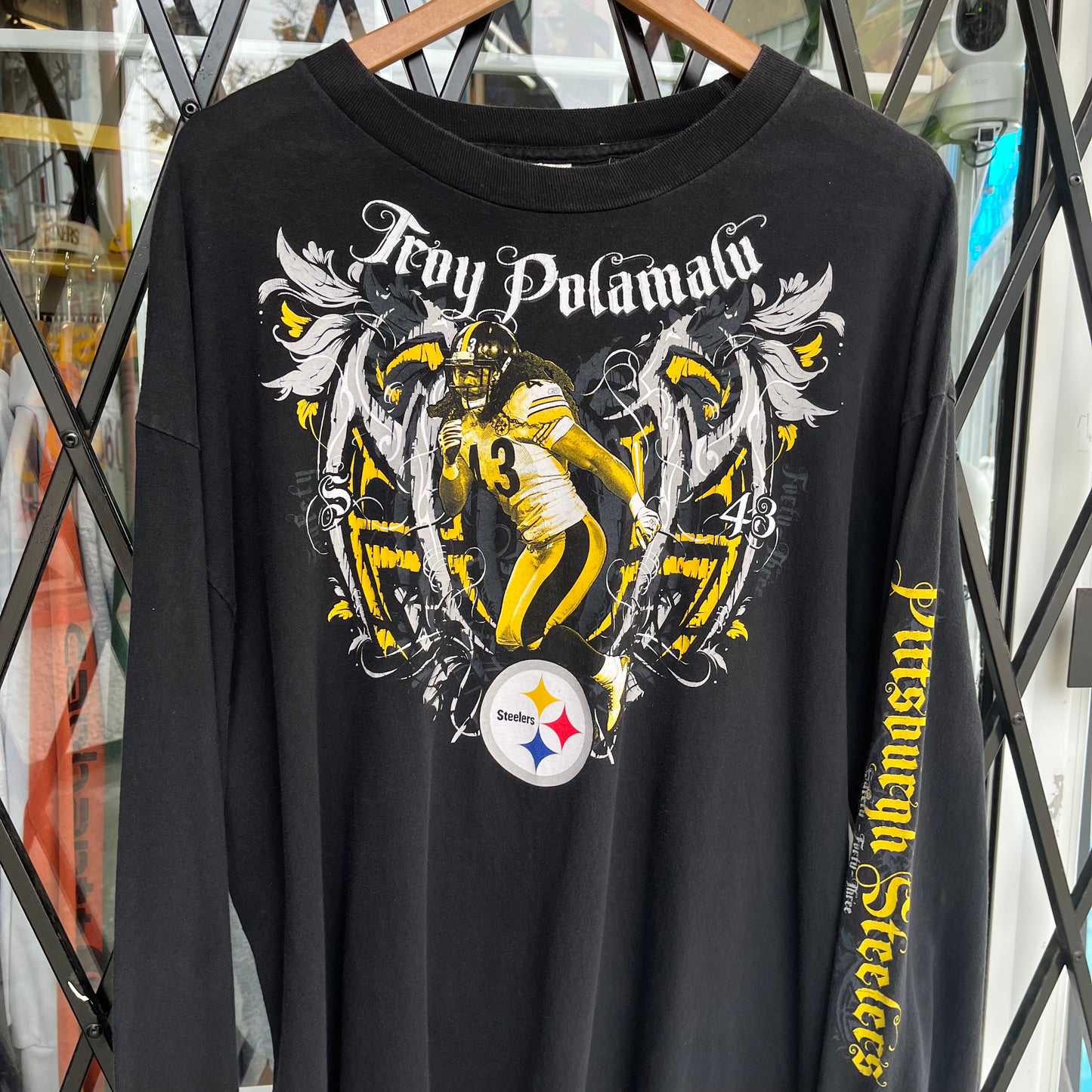 Pittsburgh Steelers Troy Polamalu Long Sleeve Tee - Size XXL