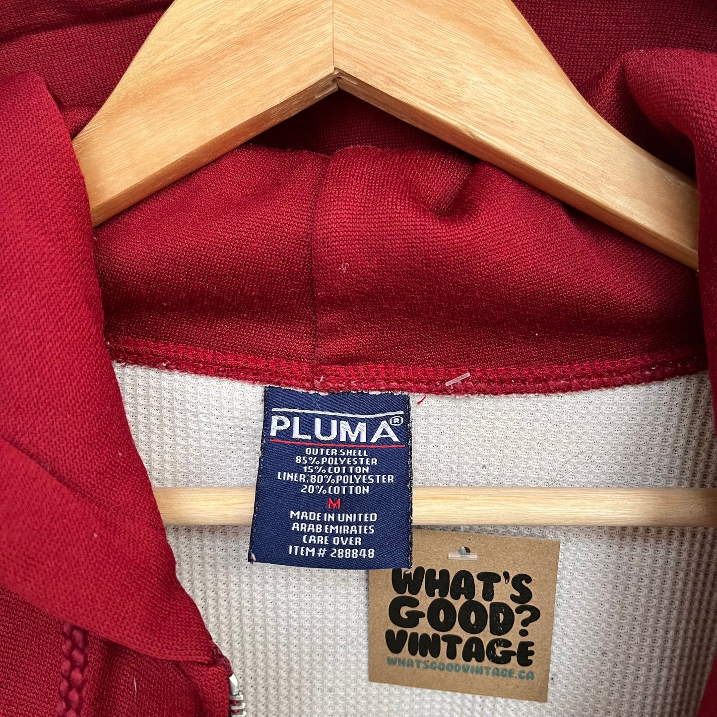 Vintage Thermal Lined Zip Up Hoodie - Size M