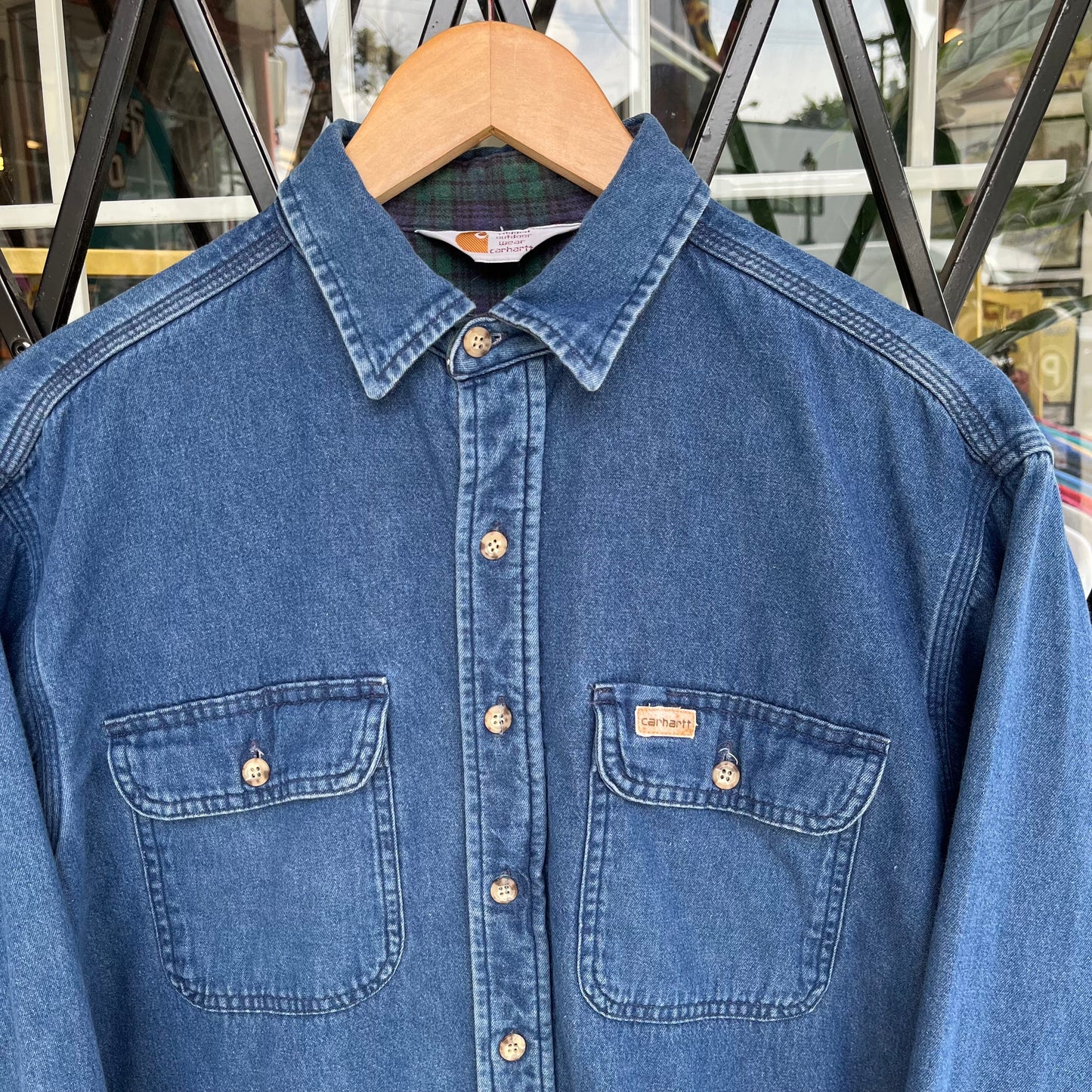 Vintage Carhartt Plaid Lined Button Up Shirt - Size XL