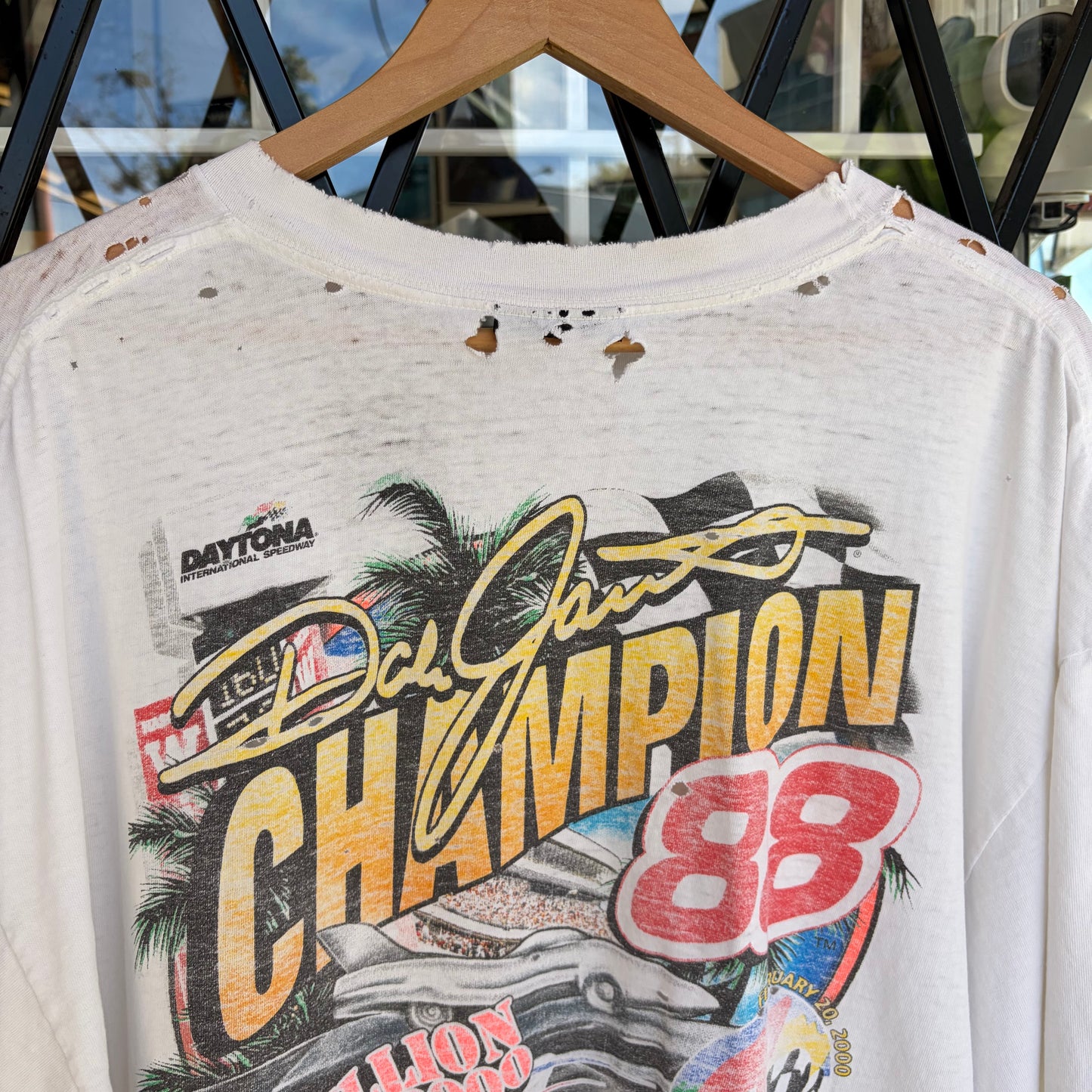 Vintage Distressed NASCAR Racing Cropped Tee - Size XL