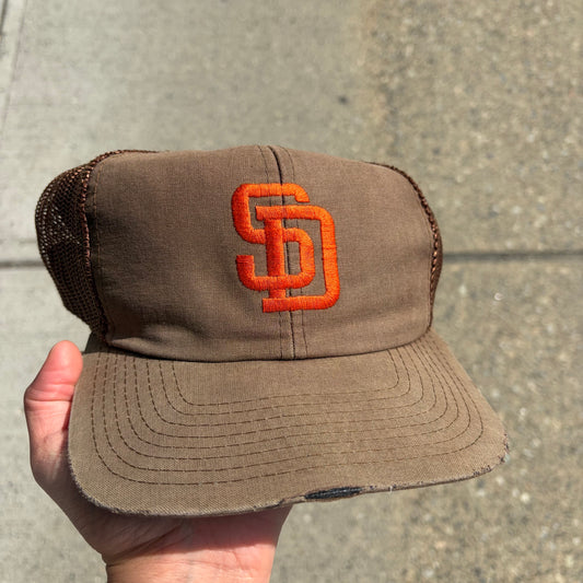 Vintage Distressed SD Padres Trucker Hat