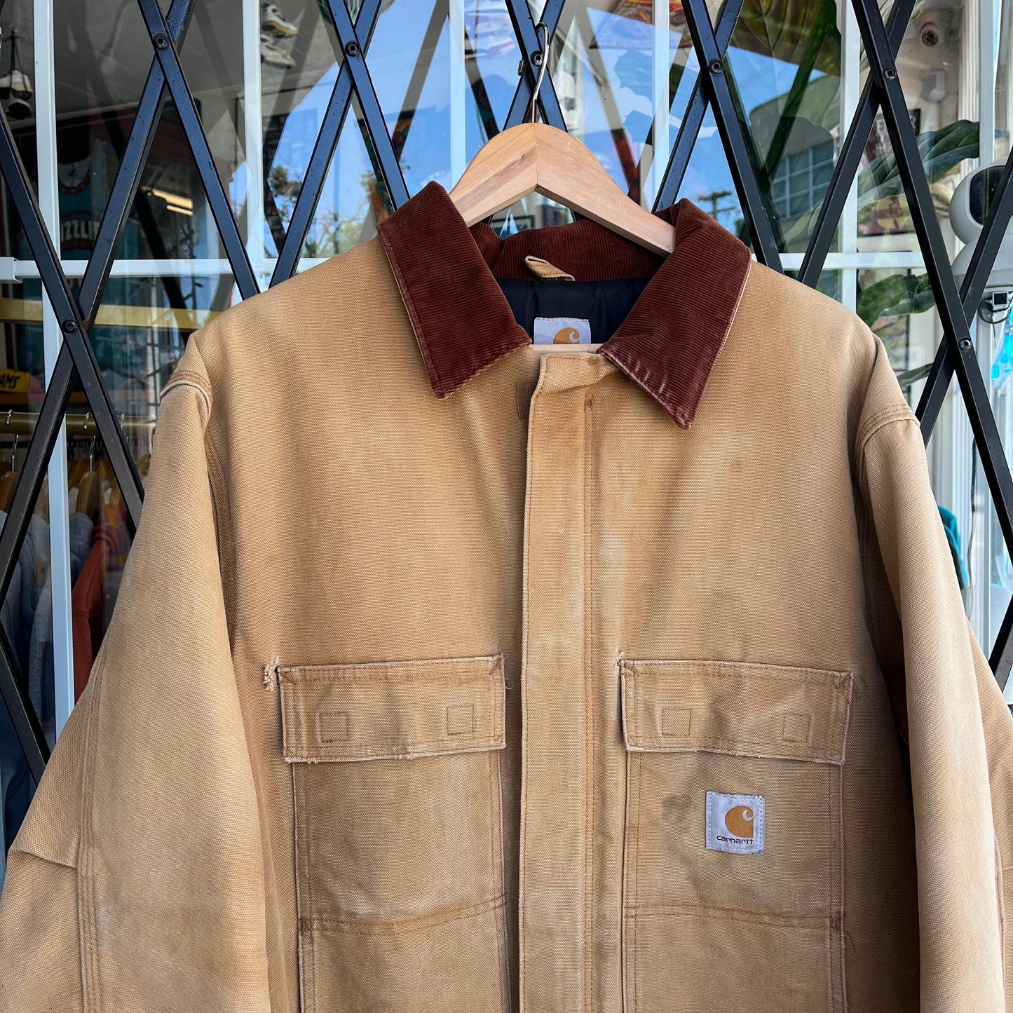Vintage Carhartt Tan Quilted Chore Jacket - Size L