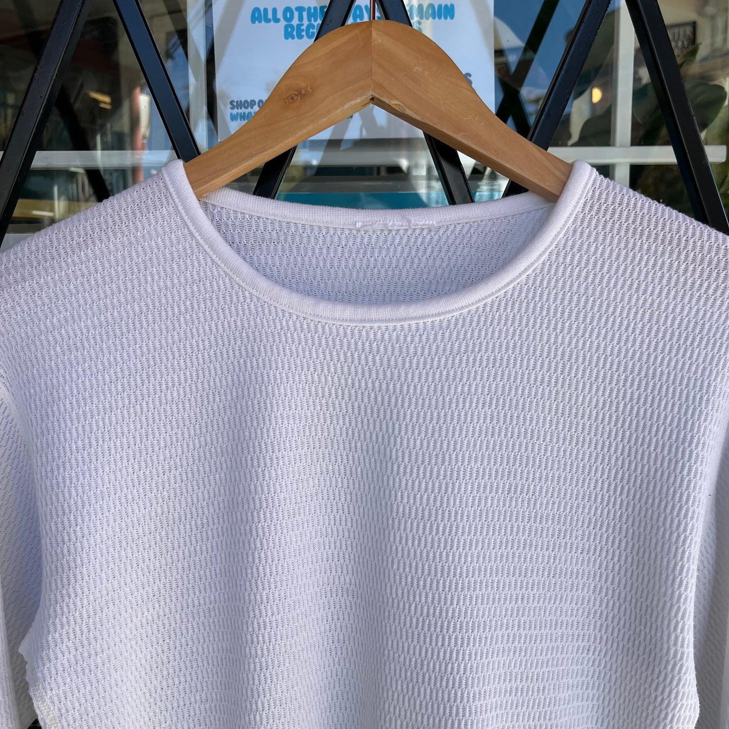 Vintage Thermal Waffle Long Sleeve Shirt - Size M