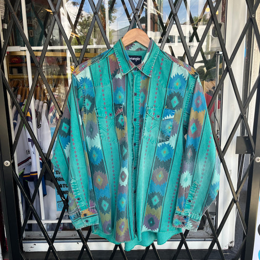 Vintage Wrangler Western Print Shirt - Size L