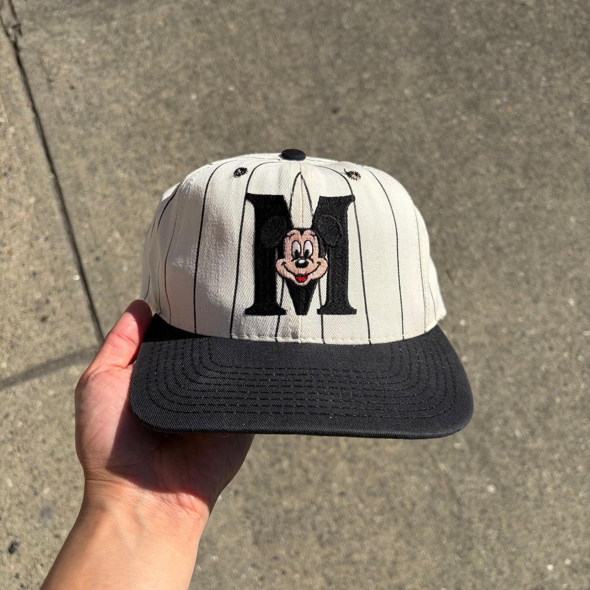 Vintage Disney Mickey Mouse Pinstripe SnapBack